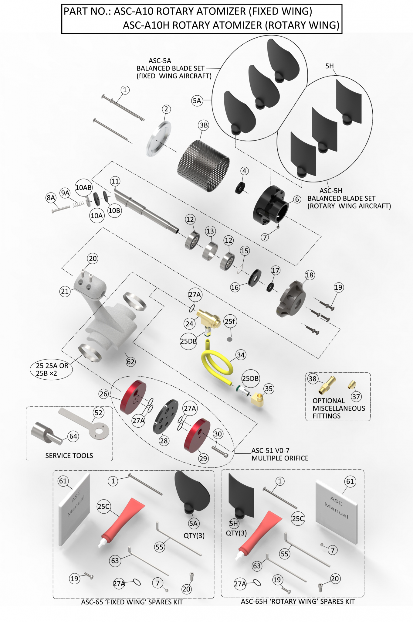 Exploded View Atomizer Products Parts - Ascrotaryatomizer